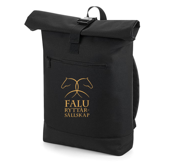 FALU RYTTARSÄLLSKAP RYGGSÄCK ROLL-TOP SVART/GULD