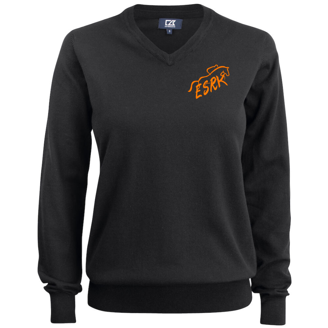 ERIKSDALS SPORTRYTTARKLUBB OAKVILLE V-NECK DAM SVART