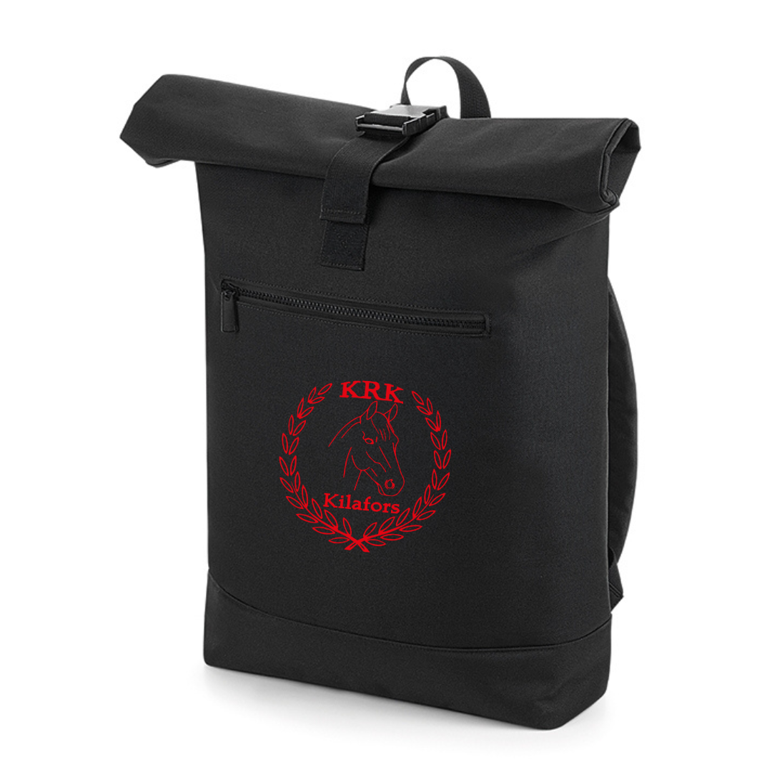 KILAFORS RIDKLUBB RYGGSÄCK ROLL-TOP SVART